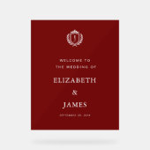 Burgundy Crest Wedding Welcome, Custom Initials (Recto)