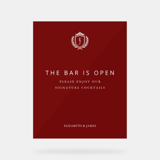 Burgundy Crest Wedding Welcome, Custom Initials (Recto)