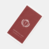 Burgundy Crest Wedding Welcome, Custom Initials Servet (Hoek)