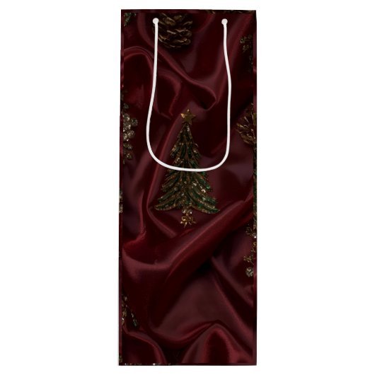 Burgundy Crystal Christmas Wijn Cadeautas (Voorkant)