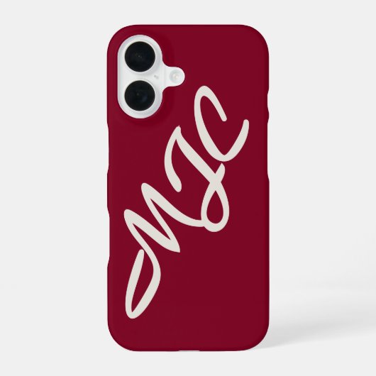 Burgundy Custom Monogram iPhone 16 Hoesje (Achterkant)