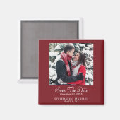 Burgundy Custom Photo Weddenschap Save the Date Magneet (Voorkant / Achterkant)
