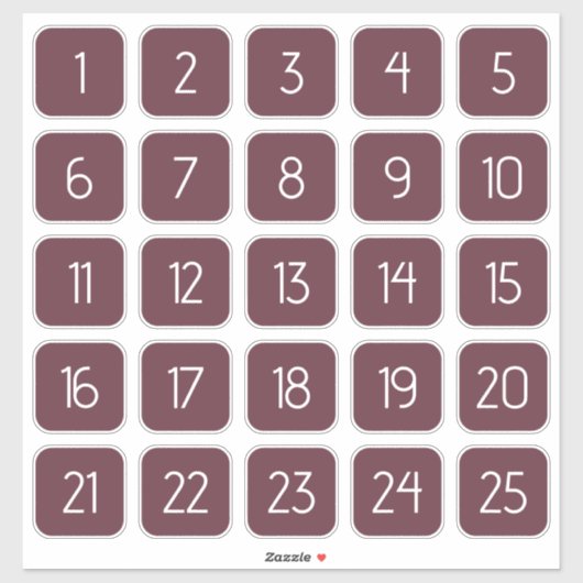 Burgundy Customizable Square Number Stickers  (Vel)
