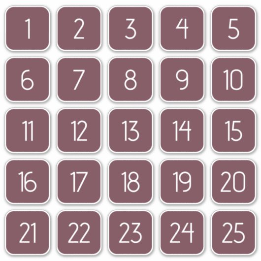 Burgundy Customizable Square Number Stickers  (Devant)