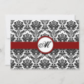 Burgundy Damask Monogram bewaart de Date Kaart (Achterkant)