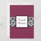 Burgundy Damask Monogram Weddenschap Kaart (Voorkant)
