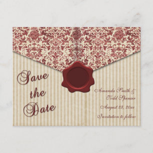 Burgundy Damask slaat de datum op Save The Date