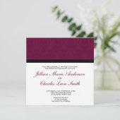 Burgundy Damask Wedding Invitations Kaart (Staand voorkant)