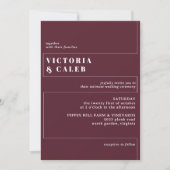 Burgundy Dark Red | Modern minimal maroon Wedding Kaart (Voorkant)