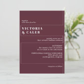 Burgundy Dark Red | Modern minimal maroon Wedding Kaart (Staand voorkant)
