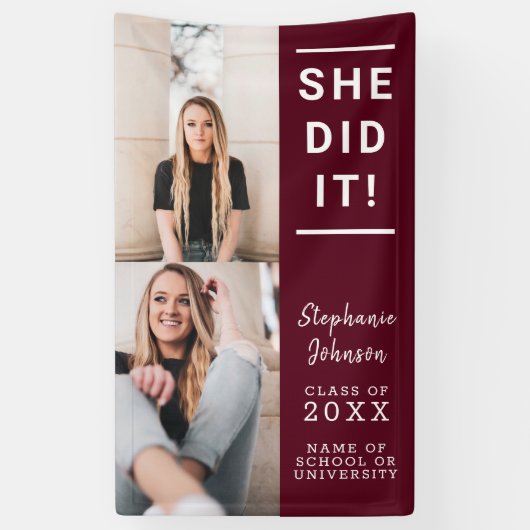 Burgundy deed het Foto Collage Afstuderen Spandoek (Verticaal)