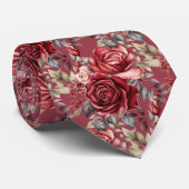Burgundy Dieprode Rozen Blush Waterverf Stropdas (Opgerold)