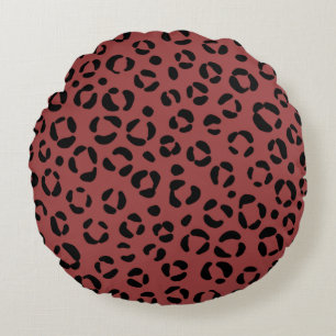 Burgundy Dierenprint Rond Kussen