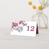 Burgundy Disco Floral Wedding Table Number (Achterkant)