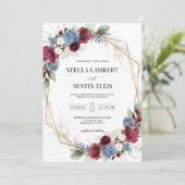 Burgundy Dusty Blue Geometric Digital Invitation (Debout devant)