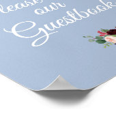 burgundy dusty blue guestbook - bruiloft poster (Hoek)