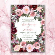 Burgundy Dusty Pink Rose Waterverf Weddenschap