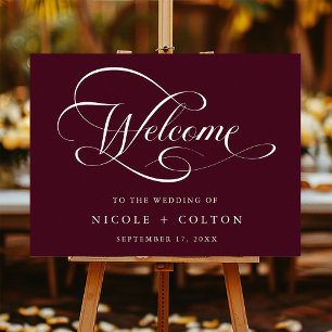 Burgundy Elegant Caligraphy Mariage Affiche de bie