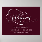 Burgundy Elegant Caligraphy Mariage Affiche de bie (Devant)
