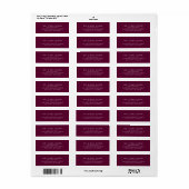 Burgundy Elegant Classic Simple Return-adres Etiket (Full Sheet)