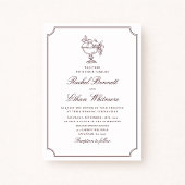 Burgundy Elegant Frame Wedding Invitation