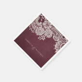 Burgundy elegant lace rustige bruiloft servetten (Hoek)