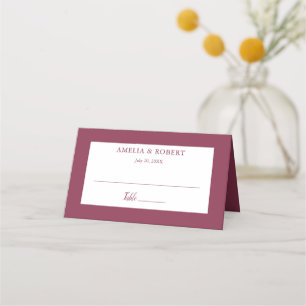 Burgundy Elegant Modern Simple Place Card