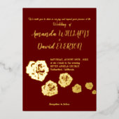 Burgundy Elegant Real Golden Folie Invitation Folie Uitnodiging (Voorkant)