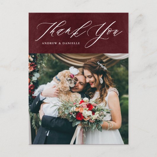 Burgundy Elegant Script Vertical Weddenschap Bedan Briefkaart (Voorkant)