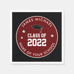 Burgundy en Black Class of High School Afstuderen Servet