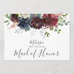 Burgundy en Blue Floral zijn mijn zegen van eer Kaart