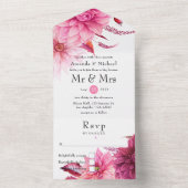 Burgundy en Blush Autumn Fall Wedding All In One Uitnodiging (Binnen)