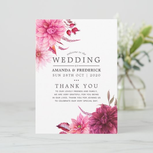 Burgundy en Blush Autumn Wedding Programma (Staand voorkant)