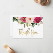 Burgundy en blush bedankt je kaart, floral notitiekaartje (Voorkant / Achterkant in situ)