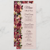 Burgundy en Blush Floral Menu (Voorkant / Achterkant)
