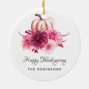 Burgundy en Blush Floral Thanksgiving Foto Keramisch Ornament