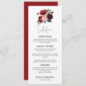Burgundy en Blush Floral Wedding Menu (Voorkant / Achterkant)