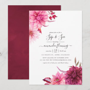 Burgundy en Blush Herfst Bloemrijke Sip en Zie Kaart