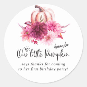 Burgundy en Blush Herfst Pompoen Verjaardag Ronde Sticker