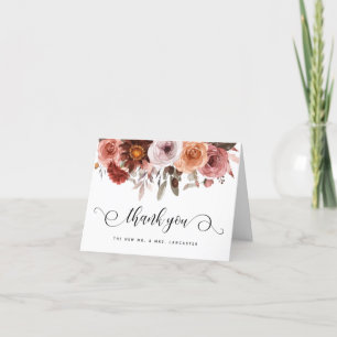 Burgundy en Blush Ingewikkelde Bloemen Bedankkaart