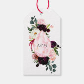 Burgundy en Blush Pink Diamond Floral Monogram Cadeaulabel (Voorkant)