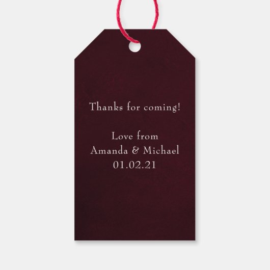 Burgundy en Blush Pink Diamond Floral Monogram Cadeaulabel (Achterkant)