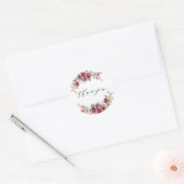 Burgundy en blush rozen bruiloft bedankt ronde sticker (Envelop)