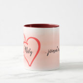 Burgundy en Blush Two Hearts Passen getrouwd Keeps Mok (Midden)