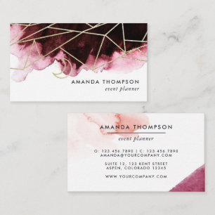 Burgundy en Blush Waterverf Geometrisch Visitekaartje