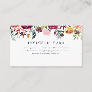 Burgundy en Coral Floral Enclosure Card Informatiekaartje