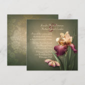 Burgundy en Cream Iris Wedding Invitation Kaart (Voorkant / Achterkant)