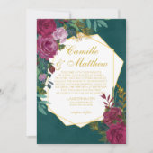 Burgundy en Emerald Wedding Invitation Kaart (Voorkant)