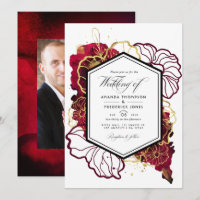 Burgundy en Gold Abstract Floral Wedding Foto