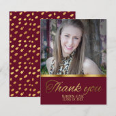 Burgundy en Gold Afstuderen Foto Hartelijk dank Aankondiging (Voorkant / Achterkant)